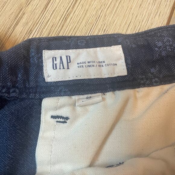 Mens Gap Linen Blend Chambray Blue Button Shorts - Picture 4 of 4